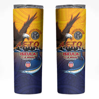 American Samoa Fautasi Skinny Tumbler Bald Eage and Sailfish with Kakau Motifs - Wonder Print Shop