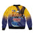 American Samoa Fautasi Sleeve Zip Bomber Jacket Bald Eage and Sailfish with Kakau Motifs - Wonder Print Shop