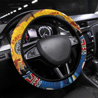 American Samoa Fautasi Steering Wheel Cover Bald Eage and Sailfish with Kakau Motifs - Wonder Print Shop