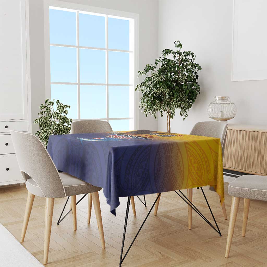 American Samoa Fautasi Tablecloth Bald Eage and Sailfish with Kakau Motifs - Wonder Print Shop