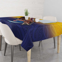American Samoa Fautasi Tablecloth Bald Eage and Sailfish with Kakau Motifs - Wonder Print Shop