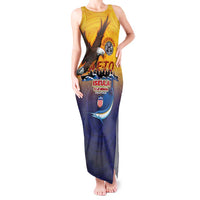 American Samoa Fautasi Tank Maxi Dress Bald Eage and Sailfish with Kakau Motifs - Wonder Print Shop