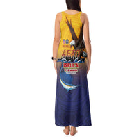 American Samoa Fautasi Tank Maxi Dress Bald Eage and Sailfish with Kakau Motifs - Wonder Print Shop