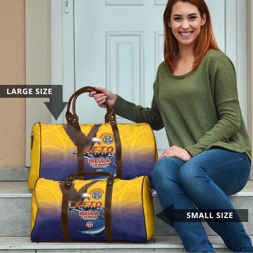 American Samoa Fautasi Travel Bag Bald Eage and Sailfish with Kakau Motifs - Wonder Print Shop