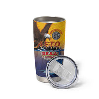 American Samoa Fautasi Tumbler Cup Bald Eage and Sailfish with Kakau Motifs - Wonder Print Shop