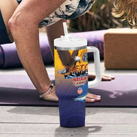 American Samoa Fautasi Tumbler With Handle Bald Eage and Sailfish with Kakau Motifs - Wonder Print Shop