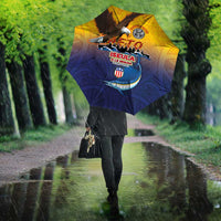 American Samoa Fautasi Umbrella Bald Eage and Sailfish with Kakau Motifs - Wonder Print Shop