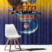 American Samoa Fautasi Window Curtain Bald Eage and Sailfish with Kakau Motifs - Wonder Print Shop