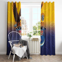American Samoa Fautasi Window Curtain Bald Eage and Sailfish with Kakau Motifs - Wonder Print Shop