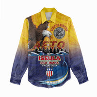 American Samoa Fautasi Women Casual Shirt Bald Eage and Sailfish with Kakau Motifs - Wonder Print Shop