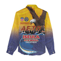 American Samoa Fautasi Women Casual Shirt Bald Eage and Sailfish with Kakau Motifs - Wonder Print Shop
