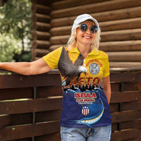 American Samoa Fautasi Women Polo Shirt Bald Eage and Sailfish with Kakau Motifs - Wonder Print Shop