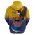 American Samoa Fautasi Zip Hoodie Bald Eage and Sailfish with Kakau Motifs - Wonder Print Shop