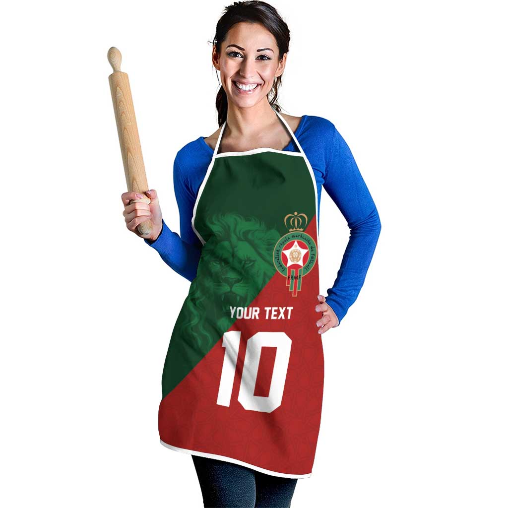Custom Morocco National Football Apron The Atlas Lions Spirit - Wonder Print Shop