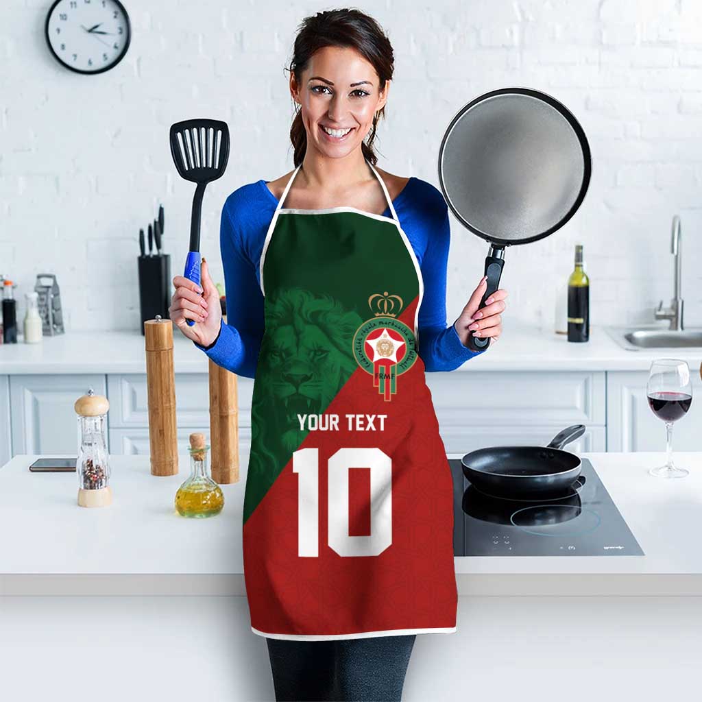 Custom Morocco National Football Apron The Atlas Lions Spirit - Wonder Print Shop