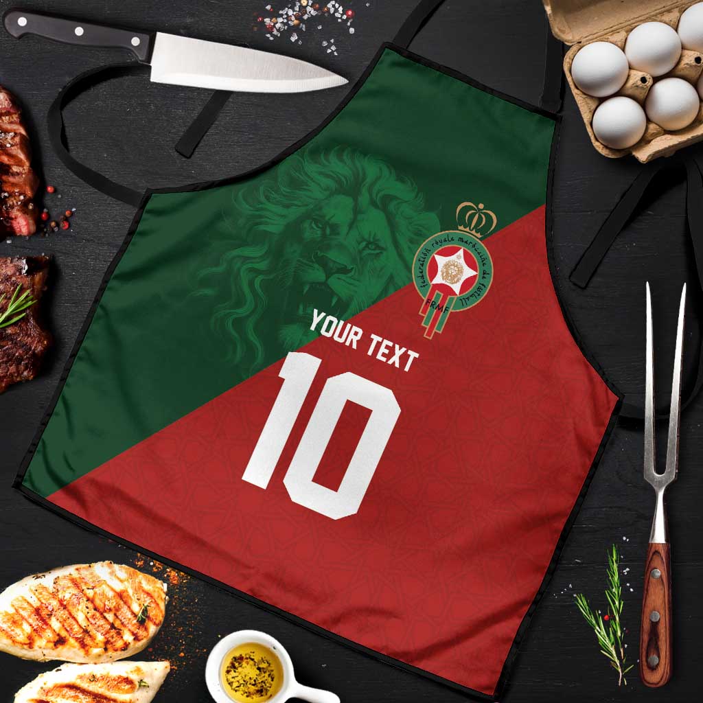 Custom Morocco National Football Apron The Atlas Lions Spirit - Wonder Print Shop