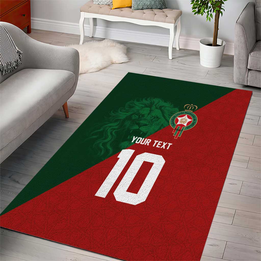 Custom Morocco National Football Area Rug The Atlas Lions Spirit - Wonder Print Shop
