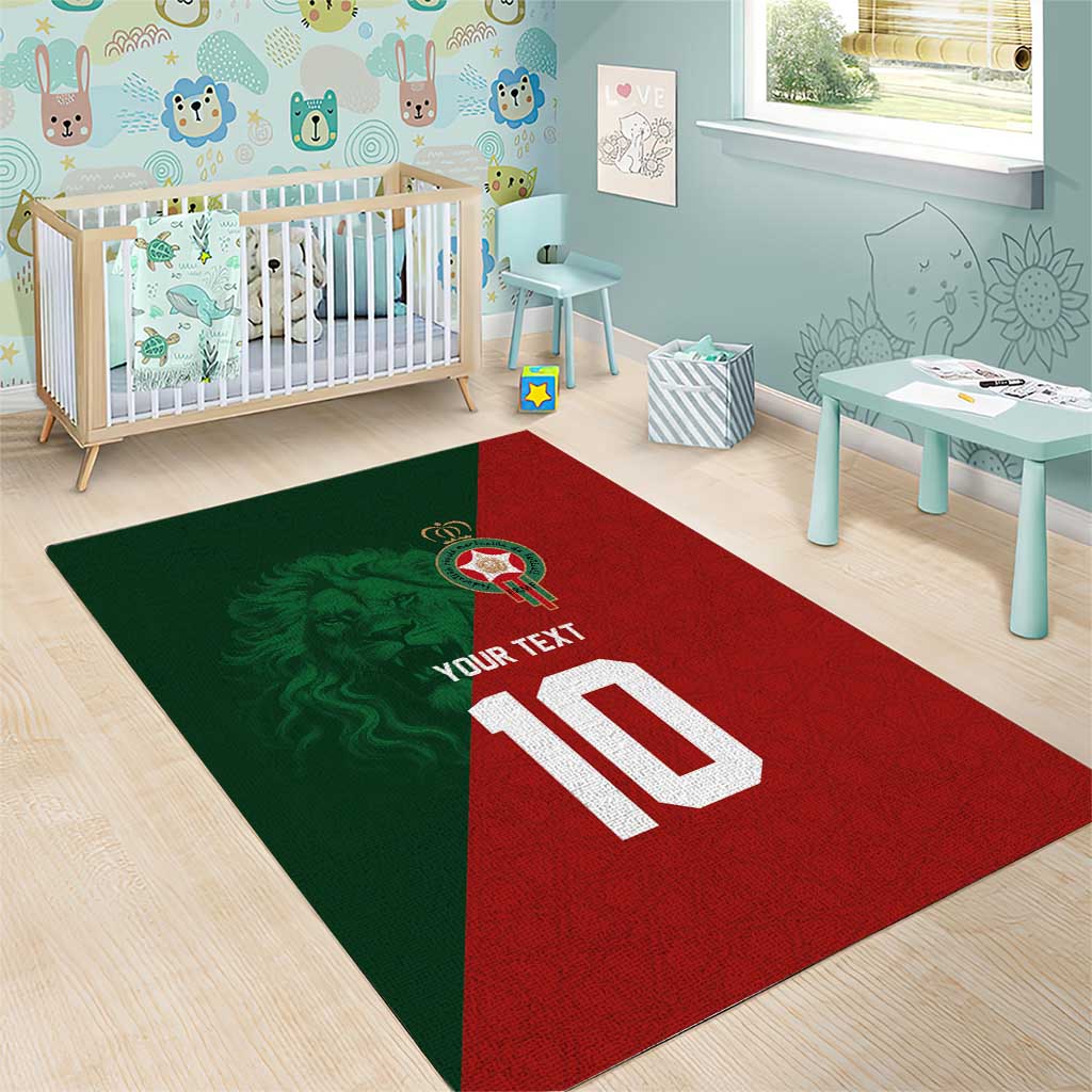 Custom Morocco National Football Area Rug The Atlas Lions Spirit - Wonder Print Shop