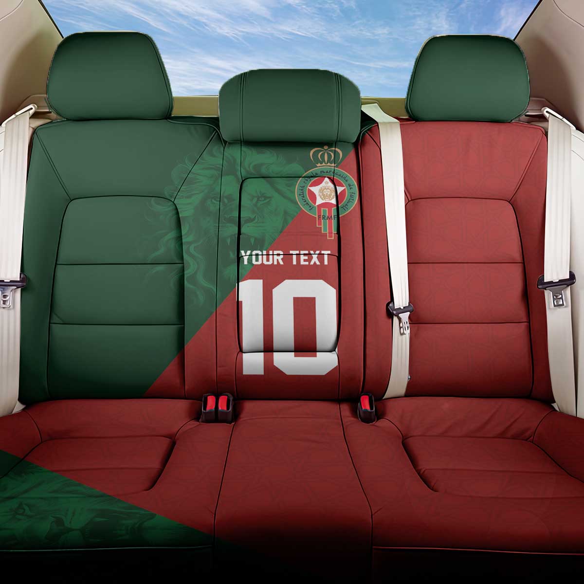 Custom Morocco National Football Back Car Seat Cover The Atlas Lions Spirit - Wonder Print Shop