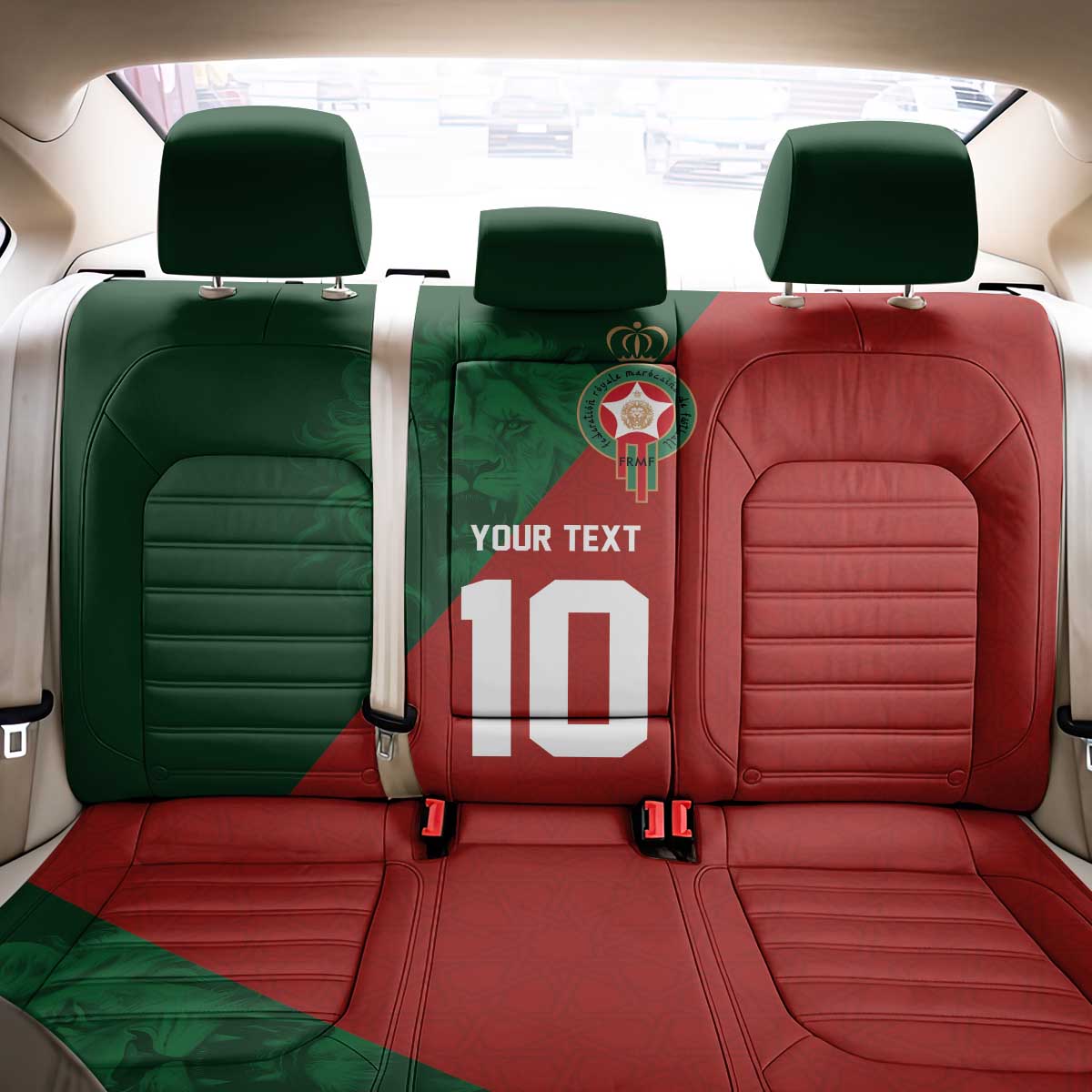 Custom Morocco National Football Back Car Seat Cover The Atlas Lions Spirit - Wonder Print Shop