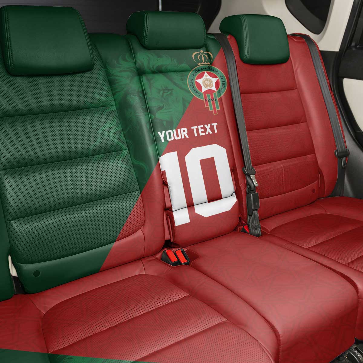 Custom Morocco National Football Back Car Seat Cover The Atlas Lions Spirit - Wonder Print Shop
