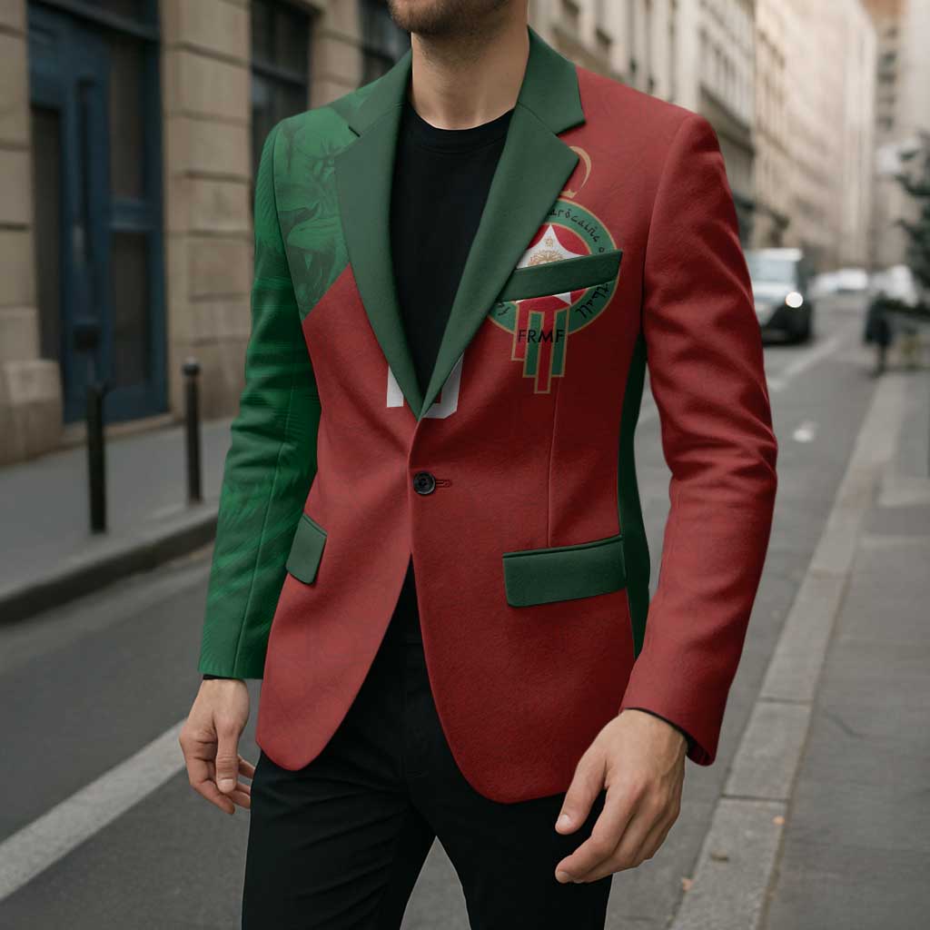 Custom Morocco National Football Blazer The Atlas Lions Spirit - Wonder Print Shop