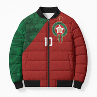 Custom Morocco National Football Bomber Puffer Jacket The Atlas Lions Spirit - Wonder Print Shop