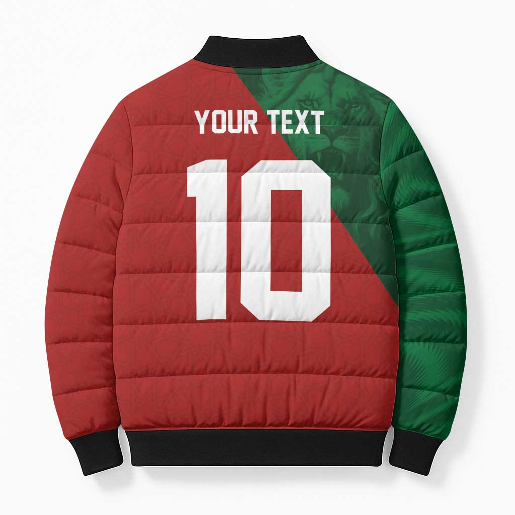 Custom Morocco National Football Bomber Puffer Jacket The Atlas Lions Spirit - Wonder Print Shop