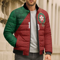 Custom Morocco National Football Bomber Puffer Jacket The Atlas Lions Spirit - Wonder Print Shop