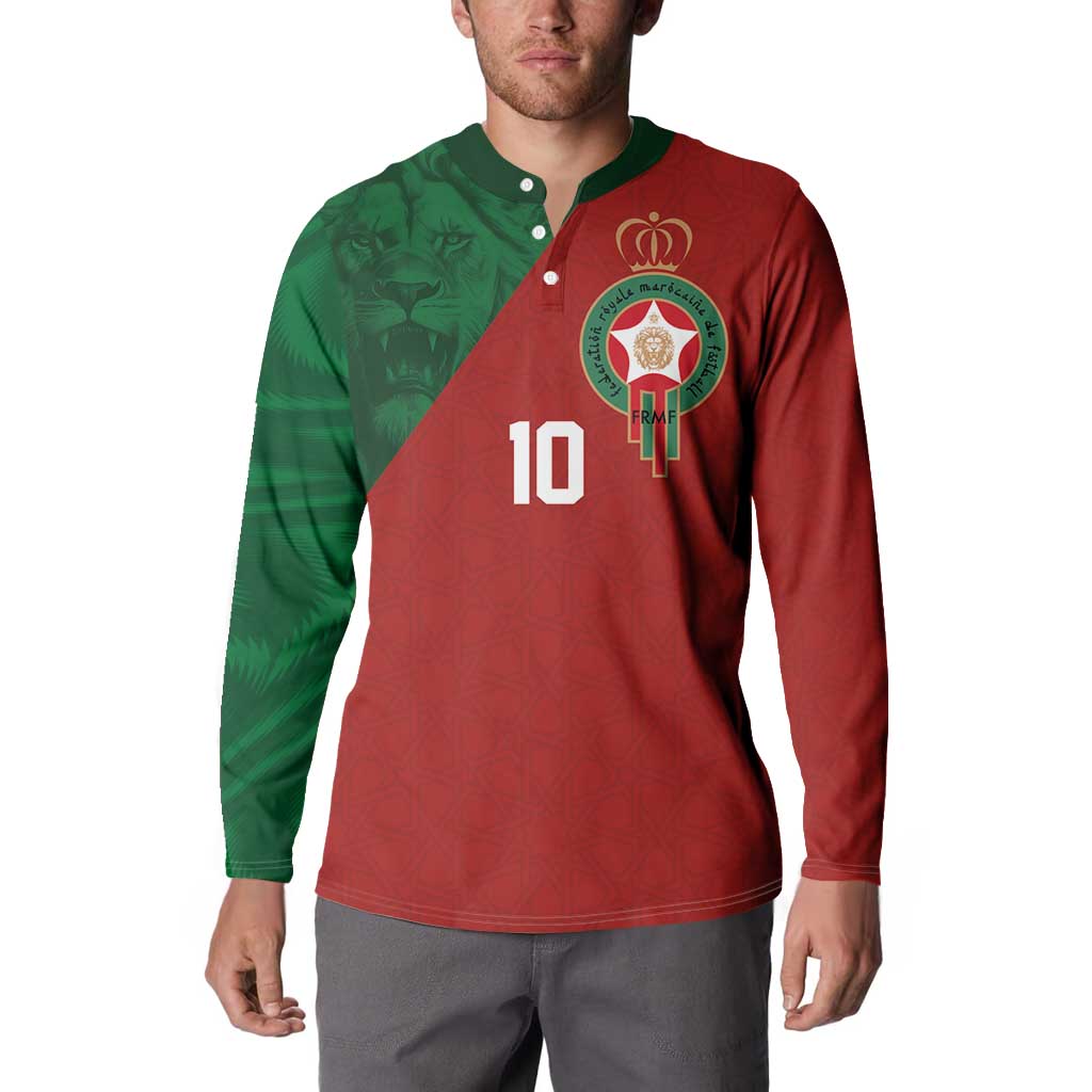 Custom Morocco National Football Button Sweatshirt The Atlas Lions Spirit - Wonder Print Shop