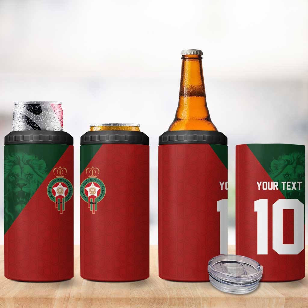 Custom Morocco National Football 4 in 1 Can Cooler Tumbler The Atlas Lions Spirit - Wonder Print Shop