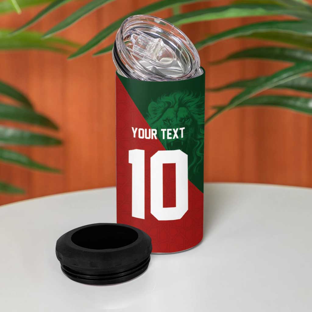Custom Morocco National Football 4 in 1 Can Cooler Tumbler The Atlas Lions Spirit - Wonder Print Shop