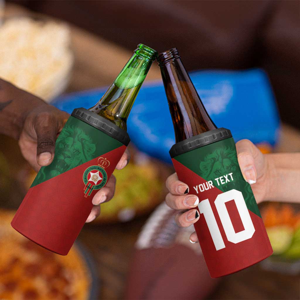 Custom Morocco National Football 4 in 1 Can Cooler Tumbler The Atlas Lions Spirit - Wonder Print Shop