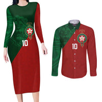 Custom Morocco National Football Couples Matching Long Sleeve Bodycon Dress and Long Sleeve Button Shirt The Atlas Lions Spirit - Wonder Print Shop