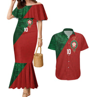 Custom Morocco National Football Couples Matching Mermaid Dress and Hawaiian Shirt The Atlas Lions Spirit - Wonder Print Shop