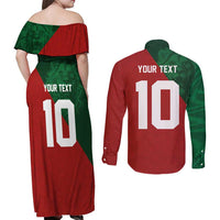 Custom Morocco National Football Couples Matching Off Shoulder Maxi Dress and Long Sleeve Button Shirt The Atlas Lions Spirit - Wonder Print Shop