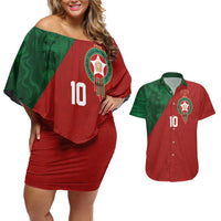 Custom Morocco National Football Couples Matching Off Shoulder Short Dress and Hawaiian Shirt The Atlas Lions Spirit - Wonder Print Shop