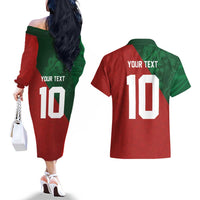 Custom Morocco National Football Couples Matching Off The Shoulder Long Sleeve Dress and Hawaiian Shirt The Atlas Lions Spirit - Wonder Print Shop
