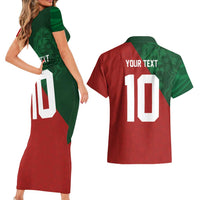 Custom Morocco National Football Couples Matching Short Sleeve Bodycon Dress and Hawaiian Shirt The Atlas Lions Spirit - Wonder Print Shop