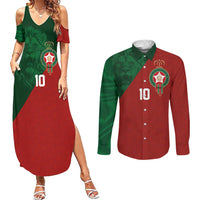 Custom Morocco National Football Couples Matching Summer Maxi Dress and Long Sleeve Button Shirt The Atlas Lions Spirit - Wonder Print Shop