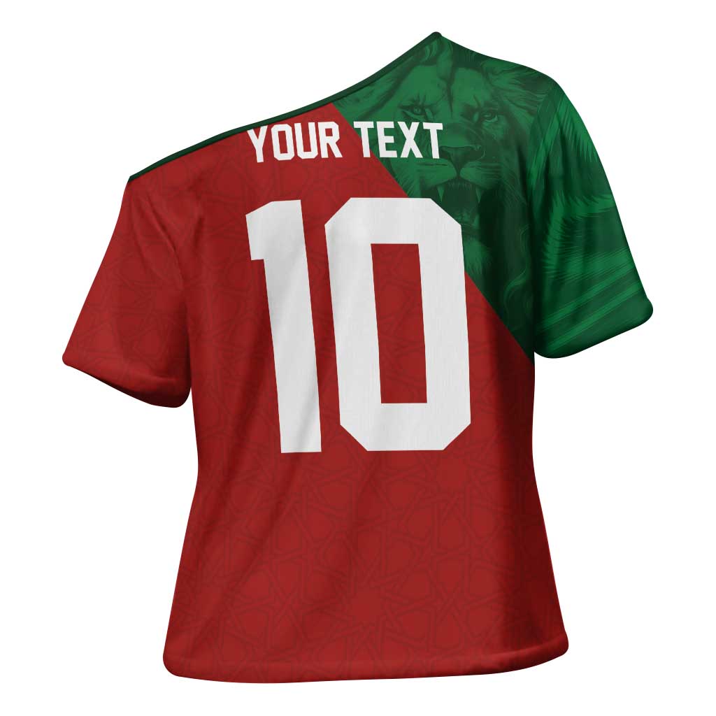 Custom Morocco National Football Cross Shoulder Shirt The Atlas Lions Spirit - Wonder Print Shop