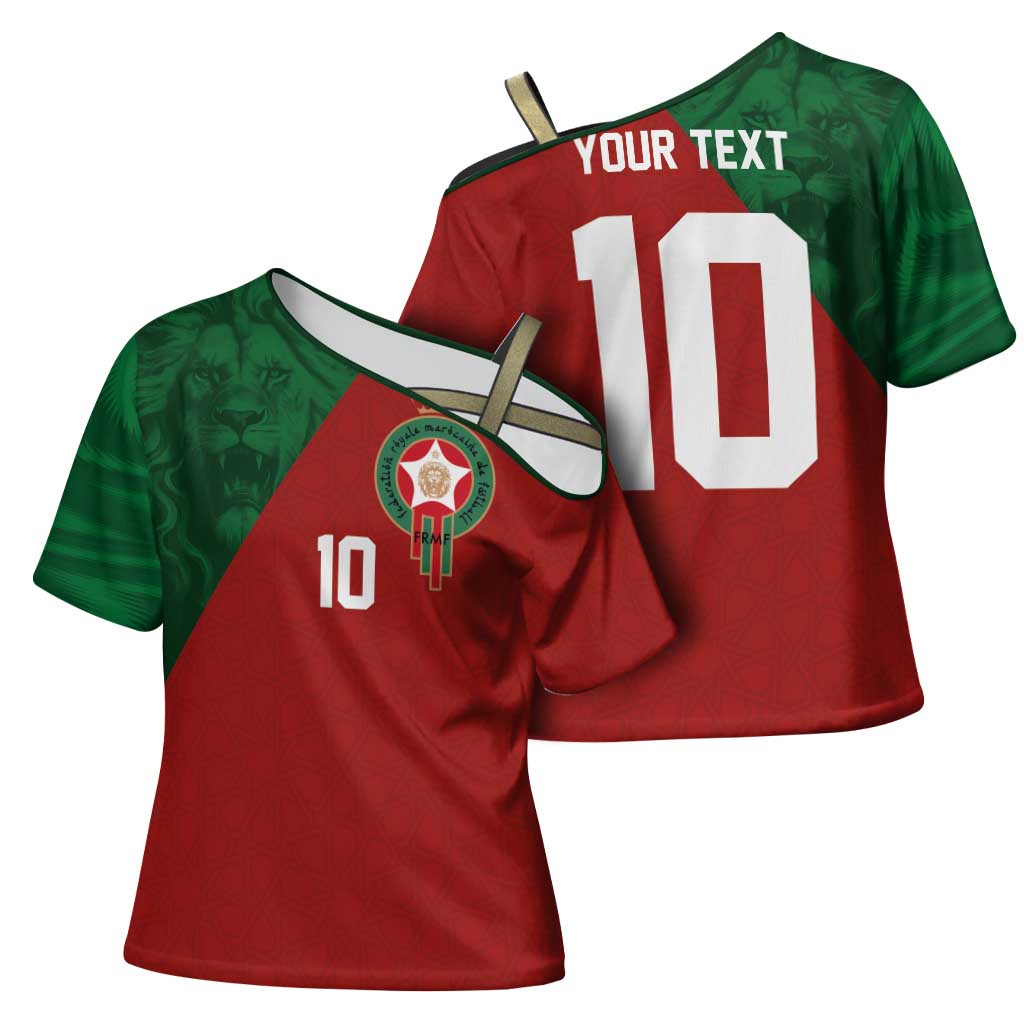 Custom Morocco National Football Cross Shoulder Shirt The Atlas Lions Spirit - Wonder Print Shop