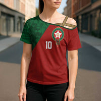 Custom Morocco National Football Cross Shoulder Shirt The Atlas Lions Spirit - Wonder Print Shop
