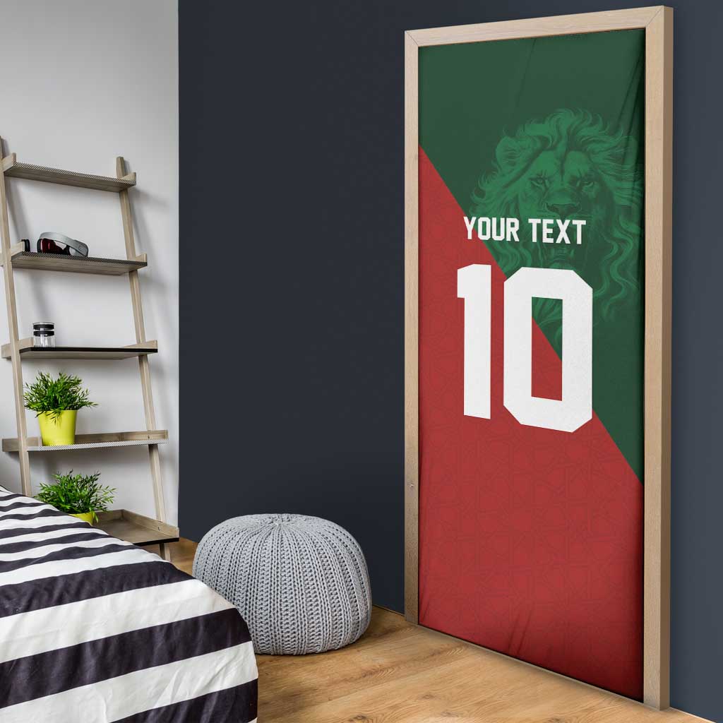 Custom Morocco National Football Door Cover The Atlas Lions Spirit - Wonder Print Shop