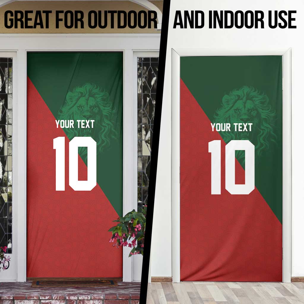 Custom Morocco National Football Door Cover The Atlas Lions Spirit - Wonder Print Shop