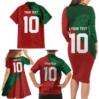 Custom Morocco National Football Family Matching Long Sleeve Bodycon Dress and Hawaiian Shirt The Atlas Lions Spirit - Wonder Print Shop