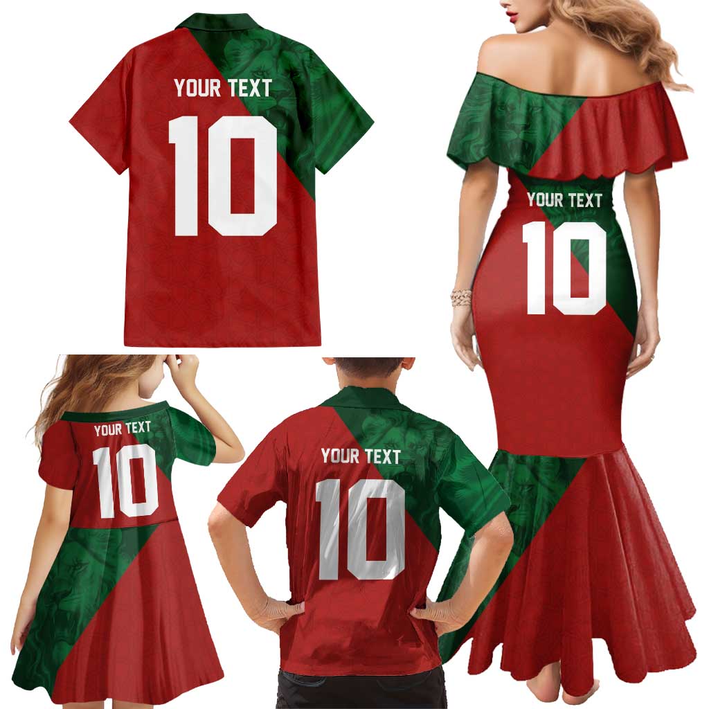 Custom Morocco National Football Family Matching Mermaid Dress and Hawaiian Shirt The Atlas Lions Spirit - Wonder Print Shop