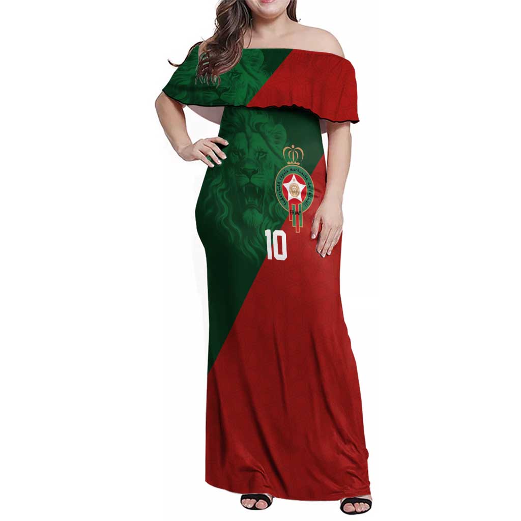 Custom Morocco National Football Family Matching Off Shoulder Maxi Dress and Hawaiian Shirt The Atlas Lions Spirit - Wonder Print Shop