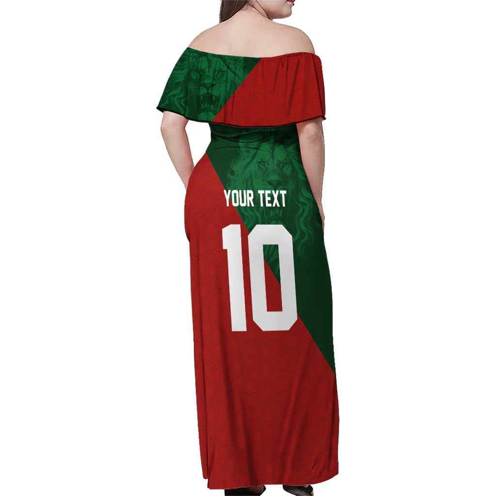Custom Morocco National Football Family Matching Off Shoulder Maxi Dress and Hawaiian Shirt The Atlas Lions Spirit - Wonder Print Shop