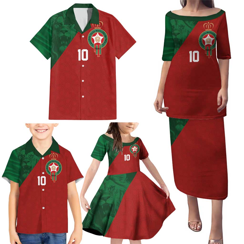 Custom Morocco National Football Family Matching Puletasi and Hawaiian Shirt The Atlas Lions Spirit - Wonder Print Shop